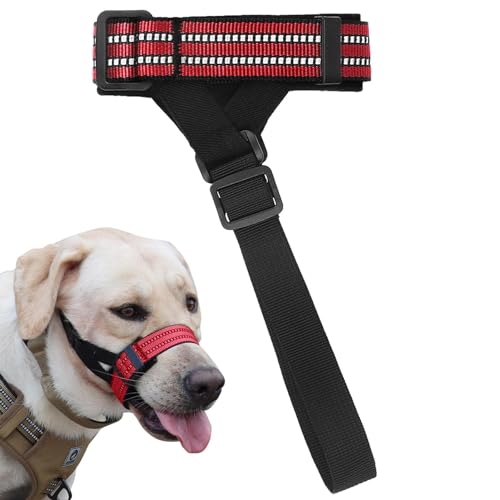 Maulkorb für Hunde aus Nylon | Verstellbarer Hundemaulkorb mit reflektierendem Draht - Trainingszubehör für große Hunde für Zuhause, Spielen im Freien, Spazierengehen, Reisen, Fotografieren Aizuoni von Aizuoni