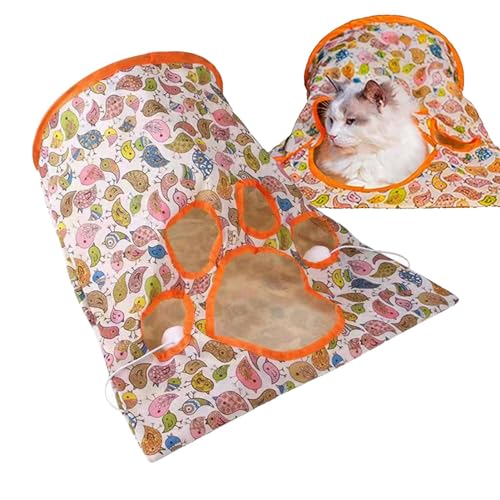 Zusammenklappbarer Katzentunnel, Kitten Faltbare Sound-Tunnel-Tasche, Zusammenklappbare Katze Tunnel Bett Kaninchen Tunnel Crinkle Papier Interaktive Katze Bohrer Tasche Spielzeug von Aizuoni