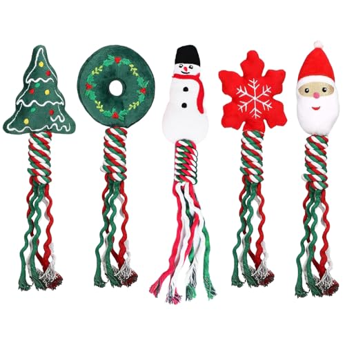 Ajuanbazha 5 Stück Weihnachten Hundespielzeug, Kauspielzeug für Kleine und Mittlere Hunde, Weihnachten Baumwollseil Hunde Kauspielzeug, Dog Toys Geeignet Als Quietschendes Geschenke Ajuanbazha 5 Stück Weihnachten Hundespielzeug, Kauspielzeug für Kleine und Mittlere Hunde, Weihnachten Baumwollseil Hunde Kauspielzeug, Dog Toys Geeignet Als Quietschendes Geschenke von Ajuanbazha