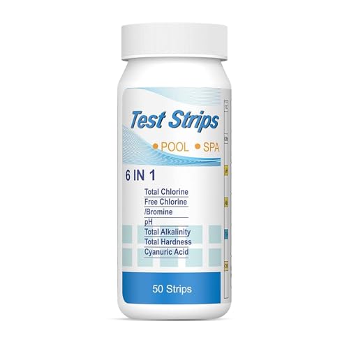 Ajuanbazha 6-In-1 Pool Teststreifen, 100 Stück Wasser-Testkit für Ph Wert, Freies Chlor, Alkalinität, Cyanursäure, Gesamtchlor und Wasserhärte Schnelltest für Pool Ajuanbazha 6-In-1 Pool Teststreifen, 100 Stück Wasser-Testkit für Ph Wert, Freies Chlor, Alkalinität, Cyanursäure, Gesamtchlor und Wasserhärte Schnelltest für Pool von Ajuanbazha