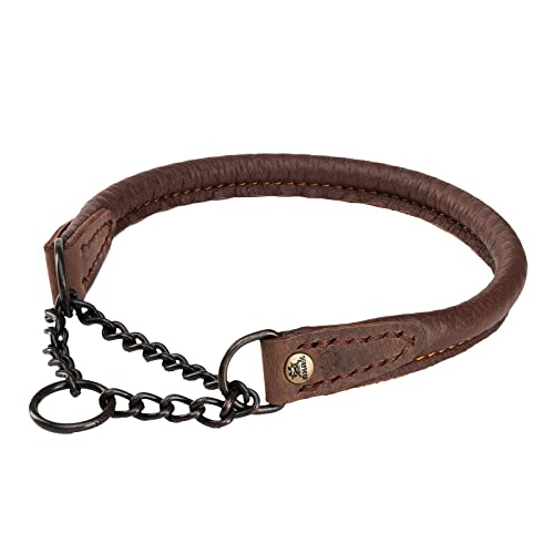 Akah Hunde Halsband aus Elchleder mit Durchzugskette und Begrenzer (40cm) von Akah
