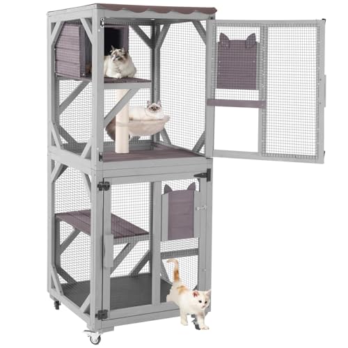 Akinerri Catio Outdoor Katzenhaus 4 Etagen Outdoor Katzenhaus mit Rädern, Kitty Cages Indoor Großes Fenster Catio - Wasserdichtes Dach Akinerri Catio Outdoor Katzenhaus 4 Etagen Outdoor Katzenhaus mit Rädern, Kitty Cages Indoor Großes Fenster Catio - Wasserdichtes Dach von Akinerri