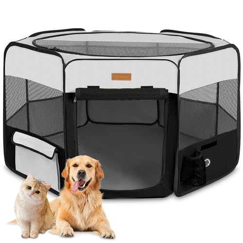 Hunde-Laufstall, tragbarer Haustier-Laufstall für Katzen, Welpen, Kaninchen, Hühner, faltbares großes Fassungsvermögen, Haustierzelt für Indoor/Outdoor, Reisen, Camping (Größe XL ohne Tragetasche) von Akinerri