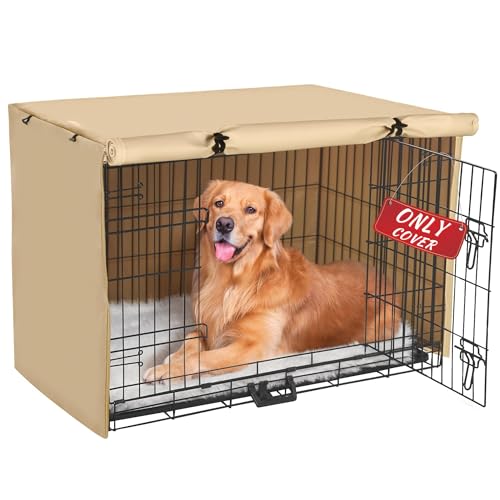 Akinerri Hundekäfigabdeckung - Doppeltür wasserdichte Haustierzwinger-Abdeckung, strapazierfähiges 600D Polyester Schutzkäfigabdeckung für 24/30/36/42/48 Zoll Hundekäfig - Beige Akinerri Hundekäfigabdeckung - Doppeltür wasserdichte Haustierzwinger-Abdeckung, strapazierfähiges 600D Polyester Schutzkäfigabdeckung für 24/30/36/42/48 Zoll Hundekäfig - Beige von Akinerri