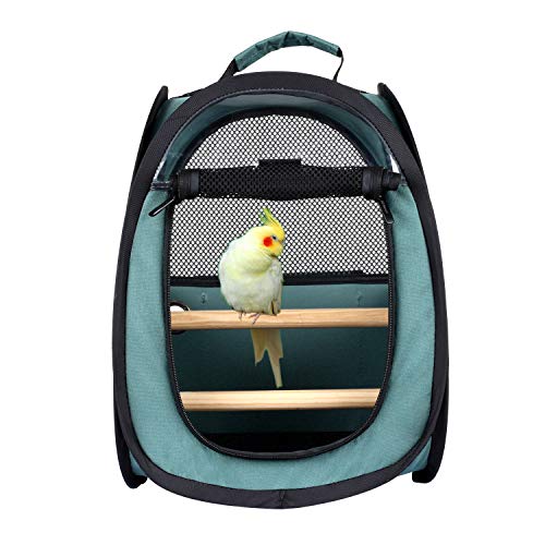 Akinerri Vogel-Reisetasche, kleine Vogel-Reisetasche, transparent, atmungsaktiv, Reisekäfig für Vögel, Papageien, inklusive Sitzstange und Bodenablage von Akinerri