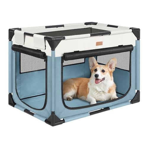 Hundekäfig, faltbar, weiche Seiten, tragbar, atmungsaktiv, geeignet für kleine/mittelgroße Hunde und Katzen, vielseitig verwendbar, Blau (106,7 cm L x 76,2 cm B x 76,2 cm H) von Akinerri