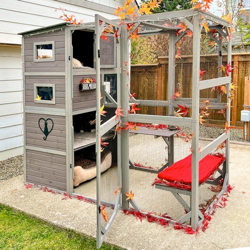 Akinerri Catio Katzenhaus für den Außenbereich, 4 Etagen, Katzengehege, 177,8 cm hoch, 195,6 cm lang, großer Katzenkäfig für drinnen und draußen, wetterfestes Dach, 3 Ruheräume, 3 Plattformen, 5 Akinerri Catio Katzenhaus für den Außenbereich, 4 Etagen, Katzengehege, 177,8 cm hoch, 195,6 cm lang, großer Katzenkäfig für drinnen und draußen, wetterfestes Dach, 3 Ruheräume, 3 Plattformen, 5 von Akinerri