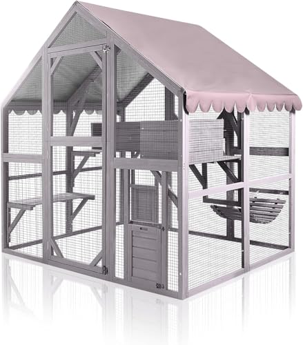 Wooden Catio Cat Enclosure Outdoor Kitty House Large Cat Run with Rainproof Small Shelter Indoor, Bridges, Roof Cover Wooden Catio Cat Enclosure Outdoor Kitty House Large Cat Run with Rainproof Small Shelter Indoor, Bridges, Roof Cover von Akinerri