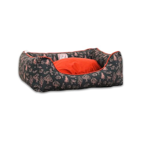Akinu BÖHMERWALD Hundebett für Hunde - Hagebuttrot, 75 x 55 cm, Orthopädisches Hundebett, Waschbar, mit Antirutsch-Unterlage, Ideal für mittelgroße bis große Hunde von Akinu