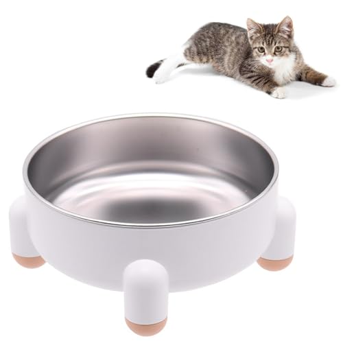 AkoSlale Erhöhter Katzennapf aus Edelstahl – Erhöhte Katzennäpfe für ältere Katzen & Verdauungshilfe, 680 ml (3 Tassen), rutschfest und Schnurrhaarfreundlich, spülmaschinenfest, nordisches Design von AkoSlale