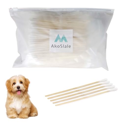 AkoSlale Lange Q-Tipps, Bambus-Wattestäbchen für Ohren, lange Wattestäbchen für Hundeohrenreinigung, Katzen- und Hundeohrenreiniger, Wattestäbchen, 600 Stück AkoSlale Lange Q-Tipps, Bambus-Wattestäbchen für Ohren, lange Wattestäbchen für Hundeohrenreinigung, Katzen- und Hundeohrenreiniger, Wattestäbchen, 600 Stück von AkoSlale