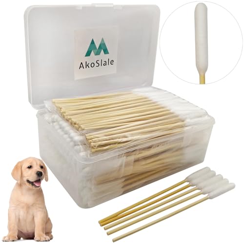 AkoSlale Hundeohrreiniger Q Tips, 200 Stück, 15,2 cm lange Wattestäbchen für Hunde – biologisch abbaubare Ohrreinigungs-Tupfer für Haustier-Ohreninfektionen und Wachsentfernung AkoSlale Hundeohrreiniger Q Tips, 200 Stück, 15,2 cm lange Wattestäbchen für Hunde – biologisch abbaubare Ohrreinigungs-Tupfer für Haustier-Ohreninfektionen und Wachsentfernung von AkoSlale