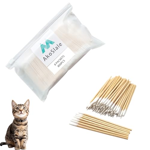 AkoSlale Spitze Q-Tipps für Katzenpflege und Wundreinigung, 800 Stück, 7,4 cm, biologisch abbaubare Holz-Wattestäbchen für Babypflege, Make-up und Nagelpräzision, umweltfreundlich von AkoSlale
