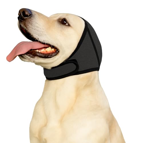 Beruhigender Hunde-Kapuzenpullover mit Ohrenschutz, geräuschreduzierender Angstwickel für Hunde, Haustierpflege, Kopfbedeckung für Donner, Feuerwerk und Baden (Grau, beruhigender Kapuzenpullover für von AkoSlale