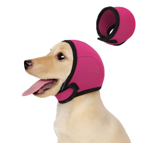 Beruhigender Hunde-Kapuzenpullover mit Ohrenschutz, geräuschreduzierender Angstwickel für Hunde, Haustierpflege, Kopfbedeckung für Donner, Feuerwerk und Baden (Rosarot, beruhigender Kapuzenpullover von AkoSlale