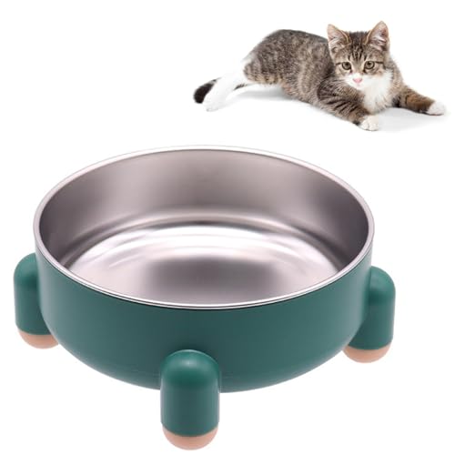 Katzennapf aus Edelstahl, rutschfestes und erhöhtes Design, langlebiges HIPS-Material, auslaufsicher, spülmaschinenfest, perfekt für Katzen und kleine Hunde, leicht zu reinigen (grün, 1 Stück) von AkoSlale