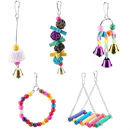 5 Stück Holz Vogel Papagei Spielzeug, 5 Stück / Set Wooden Bird Parrot Swing Hanging Chew Climbing Bunte Schaukel Hängende Tier Klettern Set für Papageien Wellensittiche C 5 Stück Holz Vogel Papagei Spielzeug, 5 Stück / Set Wooden Bird Parrot Swing Hanging Chew Climbing Bunte Schaukel Hängende Tier Klettern Set für Papageien Wellensittiche C von Akozon