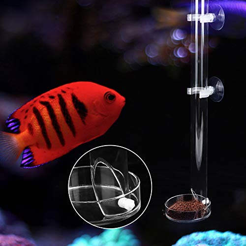 Acryl Transparent Robustes Aquarium Fisch Garnelenfütterer Fischtank Fütterungsrohr mit Ablage (20cm) (Rohrlänge 20 cm) von Akozon