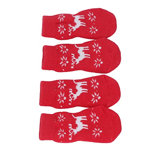 Akozon 4 Stück Hundesocken mit Muster, Warm, SResistance, Tragbar, Gestrickt, Baumwolle, Katzensocken für Zuhause und Drinnen (Typ 3) von Akozon