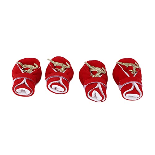4 Stück Warme Hundeschuhe, Niedliche, Bequeme, Warme Hunde-Winterstiefel für Kleine und Mittelgroße Hunde (XL) von Akozon