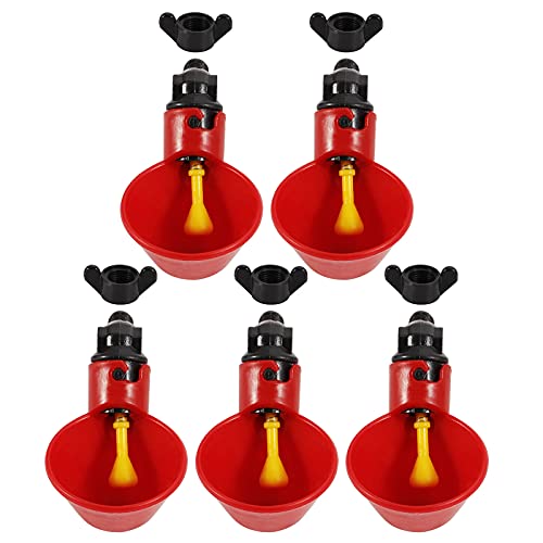 Akozon 5er-Pack Automatische Geflügelwasserbecher – Langlebiger Hühnertränke aus Kunststoff für Bauernhöfe – Ideal für Hühner und Hühner – Einfach zu Installierendes Tränkesystem von Akozon