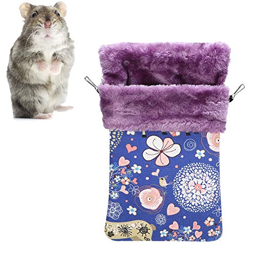Akozon Hamster Sleeping Bag, Thicken Flannelette Canvas Small Pets Bag Warm Nest House Bed for Squirrel/Hamster/Sugar Glider/Mink/Flying Squirrel(L) Flannel Hammock Toy with 2 Hooks Rats Squirrels Pa von Akozon