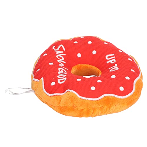 Akozon Haustier-Donut-Plüsch, Bissfest, Zähneknirschen, Muster, Hund, Quietschend, für Welpen und Katzen (Welle punktrot) von Akozon