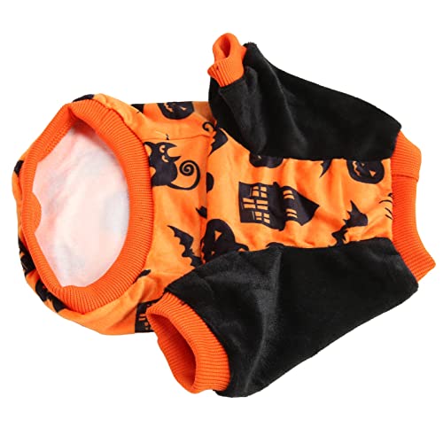 Akozon Hunde-Kürbis-Shirt, Katze, Fledermaushaus-Muster, Elastizität, Weiches Plüsch-Haustier-Shirt, Haustier-Kostüm für Kleine Hunde und Katzen (S) von Akozon
