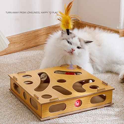 Akozon Katzen-Ornamente, Puzzle-Box, Krallenschleifen, Interaktive, Interessante Katzen-Spielbox mit Katzen-Stäbchen und Glockenball, Professionelles Zubehör für den Einsatz Akozon Katzen-Ornamente, Puzzle-Box, Krallenschleifen, Interaktive, Interessante Katzen-Spielbox mit Katzen-Stäbchen und Glockenball, Professionelles Zubehör für den Einsatz von Akozon