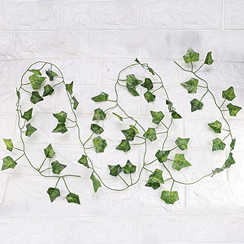 Akozon Künstliche Falsche Blätter Hängende Weinreben 6.89ft Lang - Lebensechte Reptilienhabitat -Dekor Vine für Eidechsen, Chamäleons, Frösche und Mehr (Ivy Leaf) von Akozon