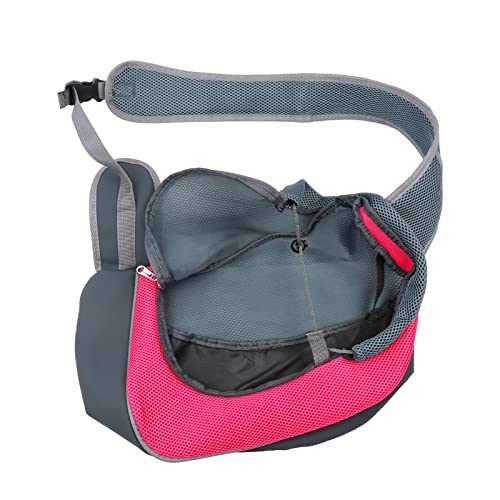 Akozon Pet Sling Tragetasche, Pet Sling Atmungsaktives Mesh Tragbare Einzelschultertasche Hundetrage Sling für Outdoor-Reisen (Rosenrot) von Akozon