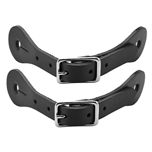 Akozon Reitsport-Sporenriemen aus Echtem Leder, Verstellbare Schnalle, Handgefertigt und Elegantes Design Zum Reiten (Schwarz) von Akozon
