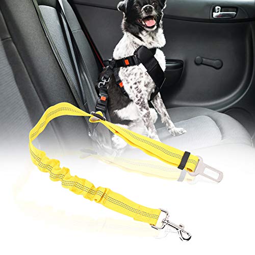 Akozon Verstellbare Reflektierende Elastische Haustier -Hundekatze -Sicherheitsgürtelgurtkabelbaum Seilblau für Zuhause (Yellow) von Akozon