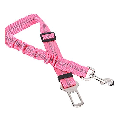 Akozon Verstellbarer Reflektierter Petauto -Sicherheitsgurtgurt für Hunde und Katzen - Elastische Leine Blei in Pink (Rosenate) von Akozon