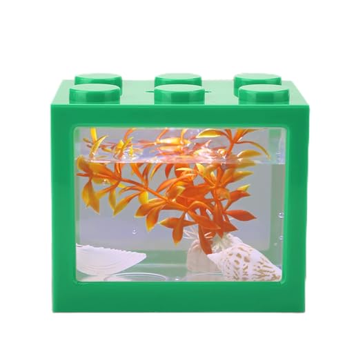 Dekoratives Mini-Aquarium, USB-LED-Licht, Lampe, Aquarium, Box, Büro, Teetisch, Dekoration, Professionelles Zubehör für den Einsatz (Green) von Akozon