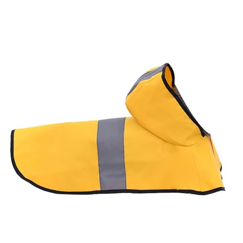 Hunde-Regenmantel mit Reflektierendem Streifen, Haustier-Regenjacke, Wasserdichter Poncho-Umhang mit Kapuze für Große Hunde, Gelb, L Hunde-Regenmantel mit (S) von Akozon