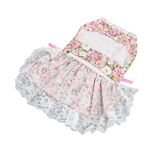 Hundekleid, Weich, Atmungsaktiv, Niedlich, Stilvoll, Blumenmuster, Welpenkleid mit Schleife, für den Alltag, Hochzeit, Geburtstag, Party, Rosa, S (XL) von Akozon