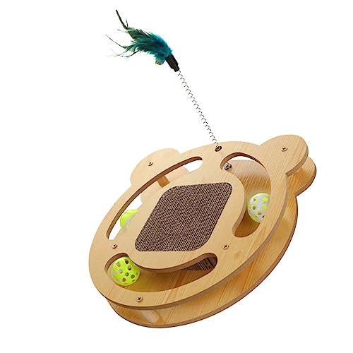 Katzen-Drehteller-Ornamente, Interaktiver Spaß, 3-in-1-Schleifkrallen, Vertreiben Langeweile, Katzenkratzer-Ornamente mit Teaser-Stick und Bällen, Professionelles Zubehör für den Katzen-Drehteller-Ornamente, Interaktiver Spaß, 3-in-1-Schleifkrallen, Vertreiben Langeweile, Katzenkratzer-Ornamente mit Teaser-Stick und Bällen, Professionelles Zubehör für den von Akozon