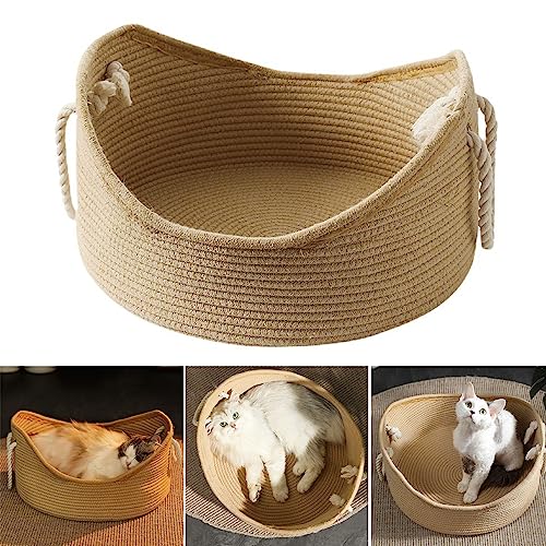 Katzennest, Handgefertigt, aus Korbgeflecht, Katzenbett, Korb, Wellpappe, Kratzbrett, Haus, Bequemes Haustierhaus, Professionelles Zubehör für den Einsatz Katzennest, Handgefertigt, aus Korbgeflecht, Katzenbett, Korb, Wellpappe, Kratzbrett, Haus, Bequemes Haustierhaus, Professionelles Zubehör für den Einsatz von Akozon