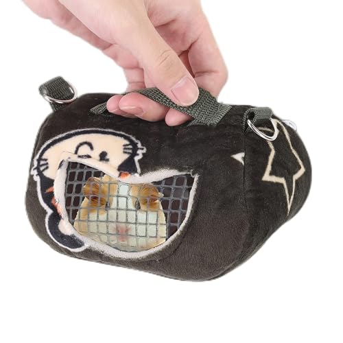 Schwarzgrüner Flanell, Tragbare, Atmungsaktive Haustier-Hamster-Tragetasche, Ausgehende Tasche für Kleine Haustiere, Meerschweinchen, Eichhörnchen, Chinchilla, Schwarzgrüner von Akozon