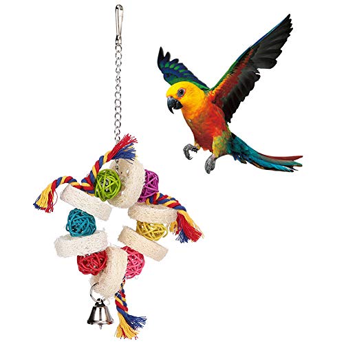 Vogel Spielende Ornamente, Luffa-Schwamm, Baumwollseil, Hängender Papagei, Rattan, Beißen, Kauen, Standregal, Ornamente, Zubehör, Professionelles Zubehör für den Einsatz Vogel Spielende Ornamente, Luffa-Schwamm, Baumwollseil, Hängender Papagei, Rattan, Beißen, Kauen, Standregal, Ornamente, Zubehör, Professionelles Zubehör für den Einsatz von Akozon