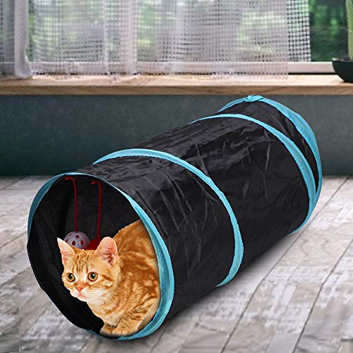 Zusammenklappbare Polyester-Haustier-Katzen-Tunnelrohre, Ornamente mit Knisterndem Knisterpapier, Guckloch, Rasselball, Play Happy, Professionelles Zubehör für den Einsatz von Akozon