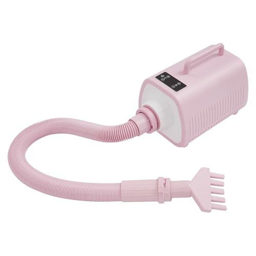 Akuoyiexemye 2100W Profi Haustier Fön mit 9 Stufen & 3 Düsen, Temp. 25-60°C Überhitzungsschutz Hundefön LED-Display Trockner für Hunde/Katzen (Rosa) von Akuoyiexemye