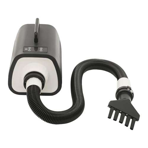 Akuoyiexemye 2100W Profi Haustier Fön mit 9 Stufen & 3 Düsen, Temp. 25-60°C Überhitzungsschutz Hundefön LED-Display Trockner für Hunde/Katzen (Schwarz) von Akuoyiexemye