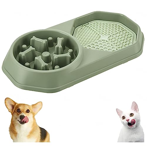 Anti Schling Napf Hund, Anti Schling Interaktiver Hundenapf Schleckmatte Hund,für Linderung von Hundeangst Slow Feeder, Für Kleine, Mittelgroße Und Große Rassen,A-Green von Alacritua