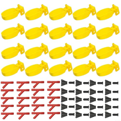 Alanmoship Automatisches Vogelbewässerungs-Set für Tauben, Wachteln, kleine Vögel, Trinkbrunnen Wasserversorgungssystem mit selbstbefüllendem Design, Gelb, 20 Stück (12-teiliges Set) von Alanmoship
