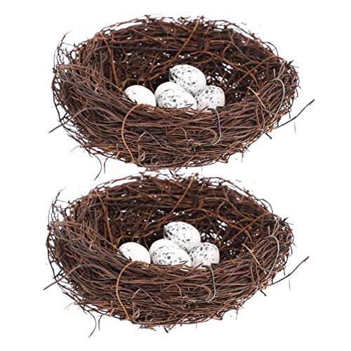 Alasum 12Stücke Teiliges Künstliche Rattan Dekoration für Ostern Nester und Vogel Eier für Heimdekoration Basteln und Partys von Alasum