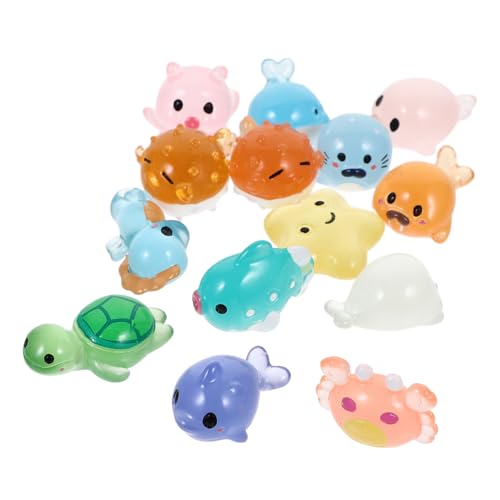 Alasum 14 Stück Teiliges Resin Meerestier- Leuchtende Aquarium Deko Realistische Miniatur Figuren Tierstatue für Fischbecken Langlebige und Platzsparende Wohnraumgestaltung von Alasum