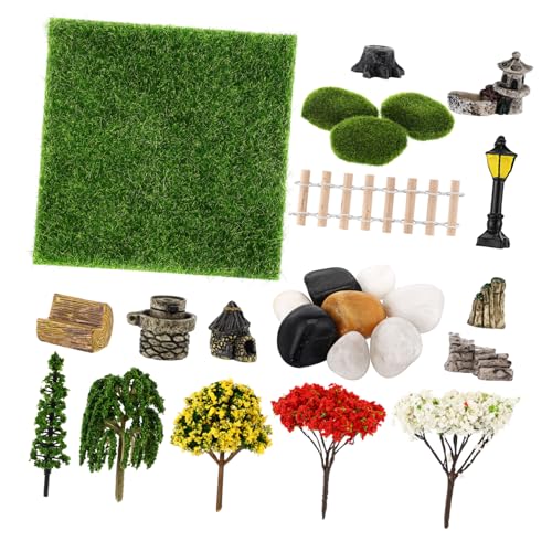 Alasum 1Satz Garten Dekoration Kunstgras Künstliche Bäume und Steine für Puppenhaus und Innenräume Zubehör für DIY Mini und Gartenprojekte von Alasum
