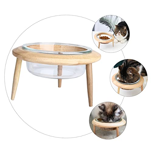 Alasum 1Satz Pet Glass Bowl mit Holzständer Ergonomische Futterschüssel für Katzen Trinknapf oder Futterstation Umweltfreundliches Design Khaki Alasum 1Satz Pet Glass Bowl mit Holzständer Ergonomische Futterschüssel für Katzen Trinknapf oder Futterstation Umweltfreundliches Design Khaki von Alasum